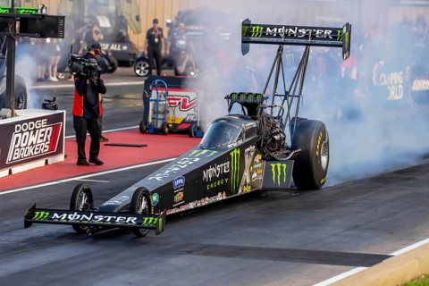 NHRA driver, Brittany Force, prepares to qualify for the Dodge Power Brokers NHRA Mile-High