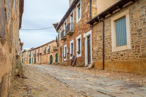 Castrillo de los Polvazares, Leon, Spain, May 2018: view on the streets and traditional stone
