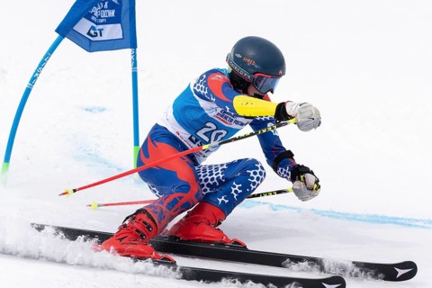 KAMCHATKA PENINSULA, RUSSIAN FAR EAST, APRIL 2, 2019: Russian Men's Alpine Skiing Championship,