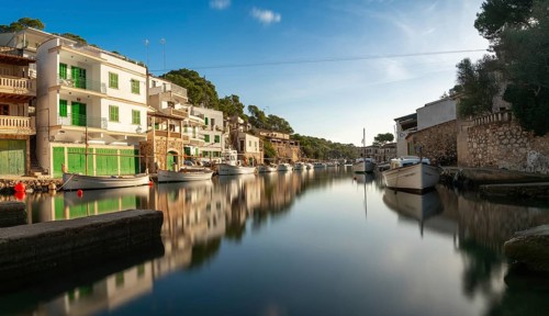 Puerto de Cala Figuera, Spain, 22 Janaury, 2024: long exposure view of the picturesque village and