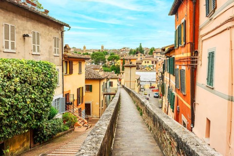 Beautiful Cityscape of Medieval Aqueduct of Perugia, Umbria - Italy