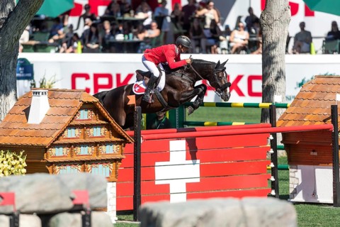 Pius Schwizer of Switzerland, riding Vancouver de Lanlore competes in the BMO Nations Cup during