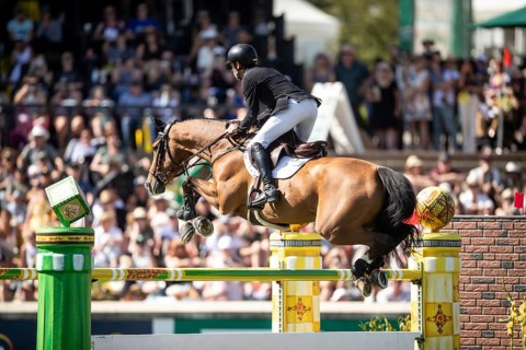 Scott Brash of Great Britain and riding Hello Jefferson compete in the first round of the 1.60m