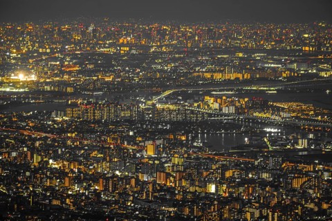 Night view of Kobe from Ichige. Shooting Location: Kobe city, Hyogo Pref