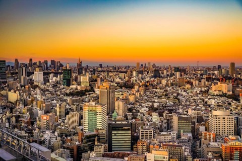 The cityscape and evening view in the city center. Shooting Location: Shibuya -ku, Tokyo