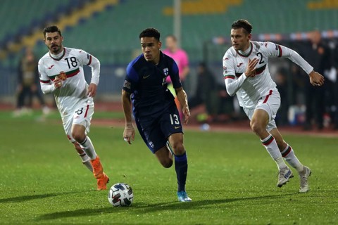 Sofia, Bulgaria - 15 November, 2020: Bulgaria's Galin Ivanov (L) and Strahil Popov (R) in action