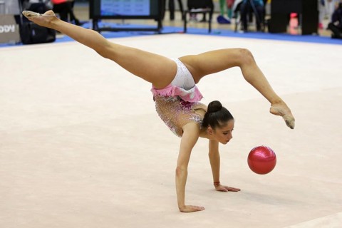 Sofia, Bulgaria - 10 March, 2017: Individual rhythmic gymnast Neviana Vladinova acts during