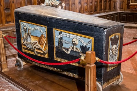 Catafalque, dance of death, 16th century, Museo de la Caballada, Church of the Holy Trinity,