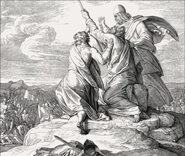 Battle with the Amalekites, Battle of Refidim, Old Testament, by Julius Schnorr von Carolsfeld,