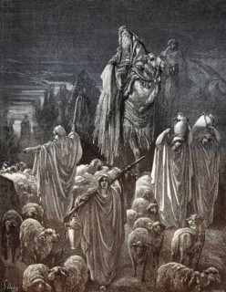 Jacob Goes to Egypt, woodcut by Gustave Doré