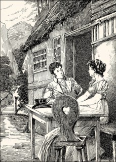 Eduard with Ottilie, scene from the novel Elective Affinities, Die Wahlverwandtschaften by Johann