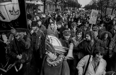 Germany, Berlin, 16 February 1992, DT64 demonstration (against the closure of the station), Unter