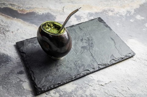 Traditional gaucha drink, chimarrao mate, folk drink from Brazil, Paraguay, Uruguay and Argentina,