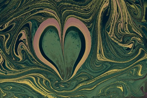 Beautiful abstract art of Ebru marbling painting techniques on water with paints