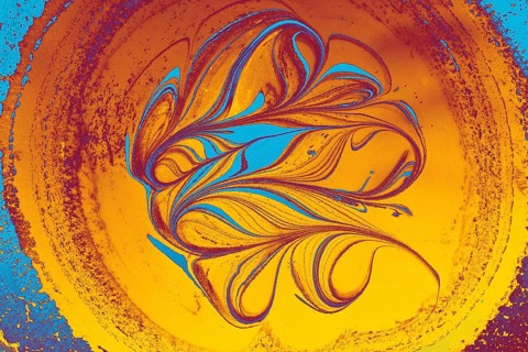 Beautiful abstract art of Ebru marbling painting techniques on water with acrylic paints