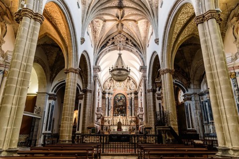 Elvas, Portugal, July 10, 2022: Interior view of Our Lady of the Assumption Cathedral, Europe