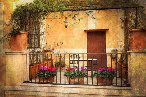 Small terrace in Rome, Italy, Europe