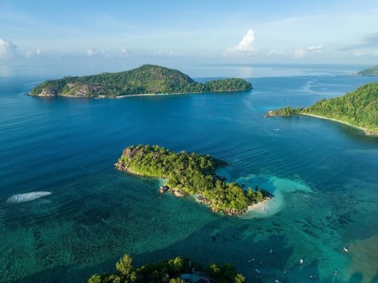 Aerial View, seychellen, Mahe, Port Glaud and Port launay Beach, Port Glaud, Seychellen