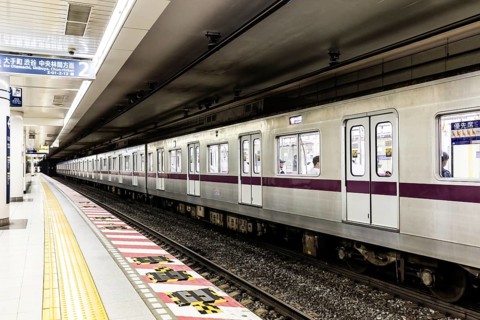TOKYO, JAPAN - MAY 12, 2019: Underground train station in Tokyo, Japan, Asia