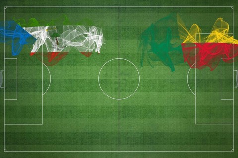Equatorial Guinea vs Benin Soccer Match, national colors, national flags, soccer field, football