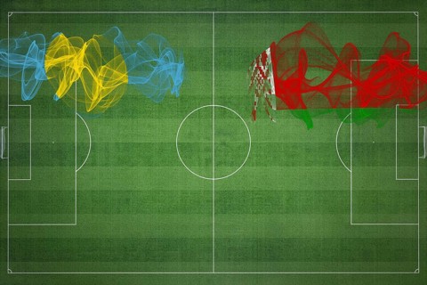 Palau vs Belarus Soccer Match, national colors, national flags, soccer field, football game,