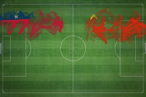 Samoa vs China Soccer Match, national colors, national flags, soccer field, football game,