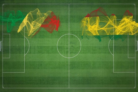 Republic of the Congo vs Bolivia Soccer Match, national colors, national flags, soccer field,