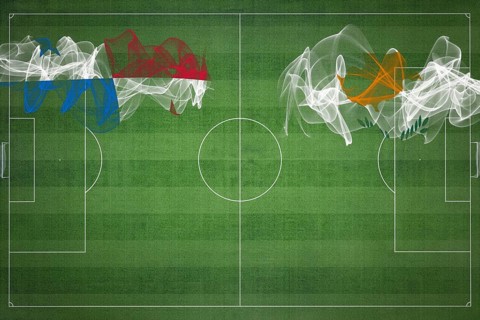 Panama vs Cyprus Soccer Match, national colors, national flags, soccer field, football game,