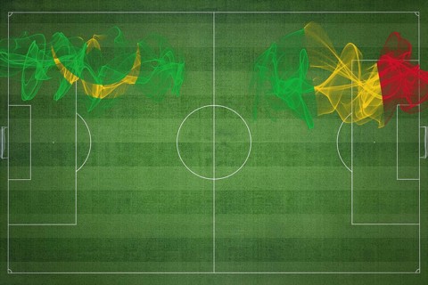 Mauritania vs Mali Soccer Match, national colors, national flags, soccer field, football game,