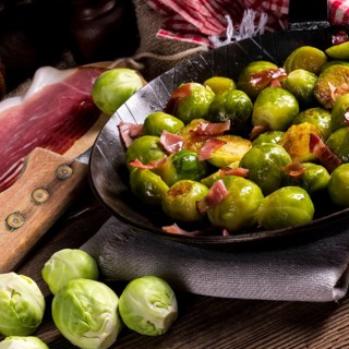 Honey caramelized brussels sprouts with ham