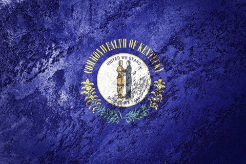 Grunge Kentucky state flag. Kentucky flag background grunge texture