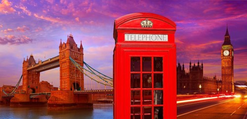 London photomount with telephone box and Tower Bridge