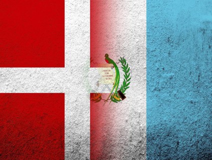 The Kingdom of Denmark National flag with The Republic of Guatemala National flag. Grunge