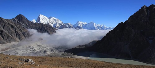 Thonak Tsho, Ngozumba Glacier and high mountains in the Himalayas