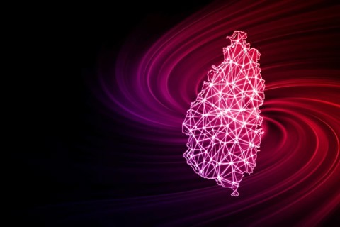 Map of Saint Lucia, Polygonal mesh line map, modern map