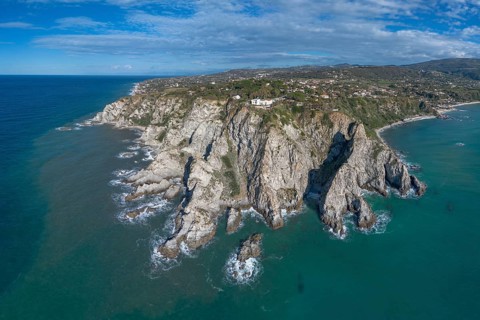 A drone landscape view of Capo Vaticano in Calabria