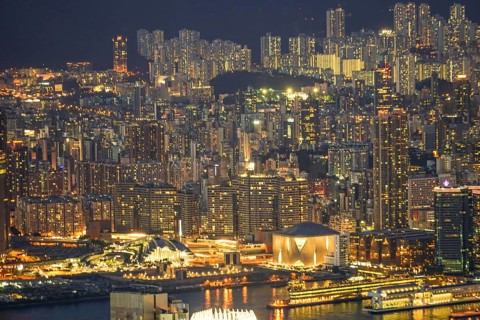 Hong Kong night view seen from Victoria Peak. Shooting Location: Hong Kong Special Administrative