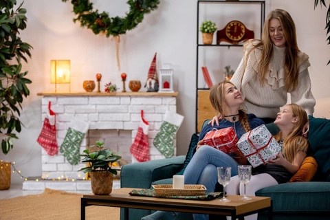 A heartwarming family scene of love, joy, and laughter as they celebrate Christmas together with