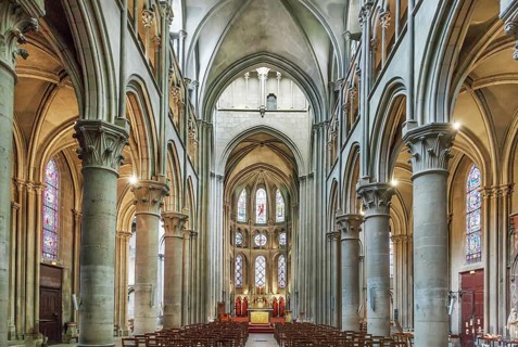 Church of Notre-Dame of Dijon is a Roman Catholic church in Dijon. Interior, nave