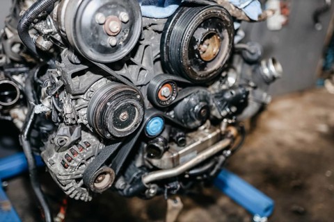 Car repair in a car service center engine diagnostics
