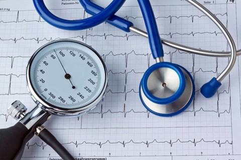 Blood pressure measurement and ECG curve. Sickness caused by high blood pressure, Blood pressure