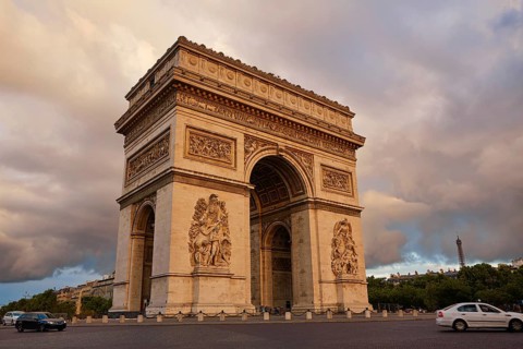 Arc de Triomphe in Paris Arch of Triumph sunset at France