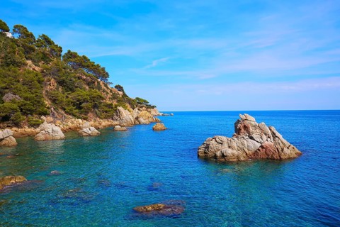 Costa Brava in Lloret de Mar beach at Camins de Ronda track Cala es Flares