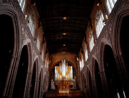Manchester, United Kingdom, July 16 2019: Interior architecural details of the famous and beautiful