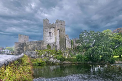 Cahir Castle is one of the largest castles in Ireland, is sited on an island in the river Suir