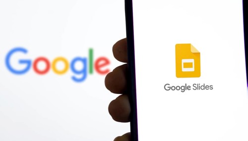 Google Slides Logo on Phone Screen