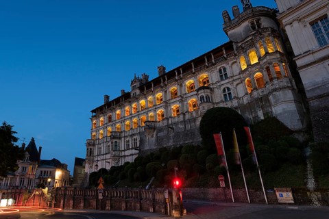 Nightfall in the castle of Blois, Loire valley, France, Europe