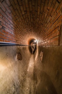 Anderlecht, Brussels, Belgium, 07 16 2019- Industrial interiors of the sewer museum showing an