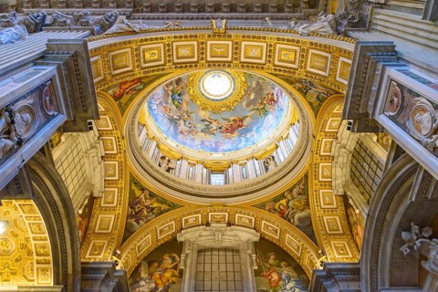 Interior of St. Peter's Basilica in Vatican City, the largest church in the world