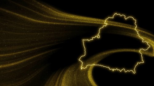 Map of Belarus, Gold glitter map on dark background